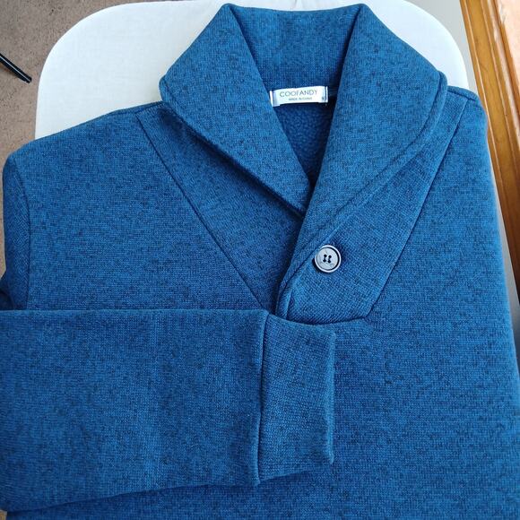 Coofandy Shawl Collar Fleece Sweater Sweatshirt Men's Medium comfy pullover knit - Picture 1 of 10